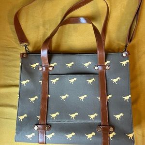 Camp Director Zipper Tote in Yellow Dinos